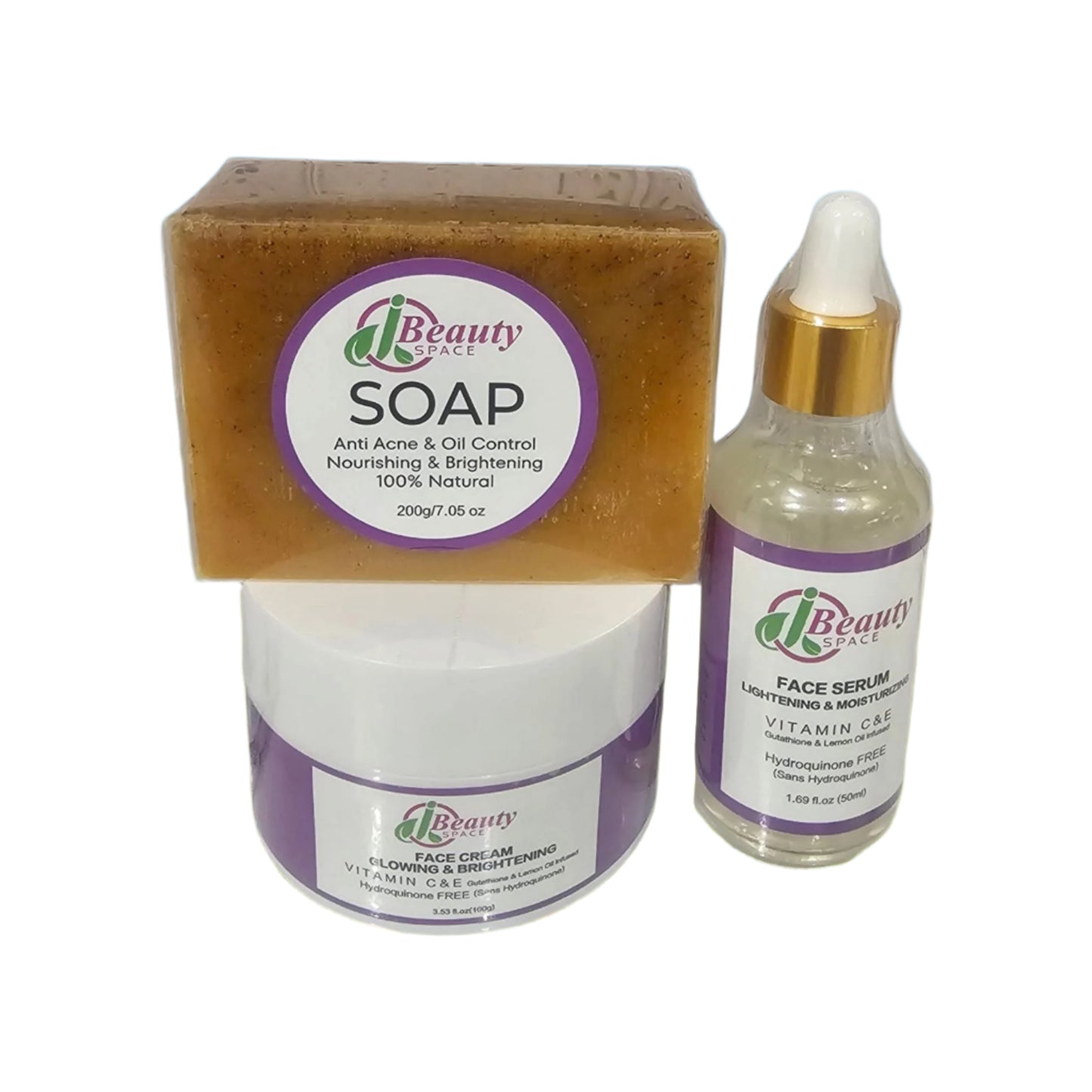 JBeautySpace Luminous Anti Acne & Anti Aging Facial Kit - Face Soap, Serum, Cream for Brightening, Glowing, Smoother Skin Skin Repair - 100% Effective exfoliate moisturize