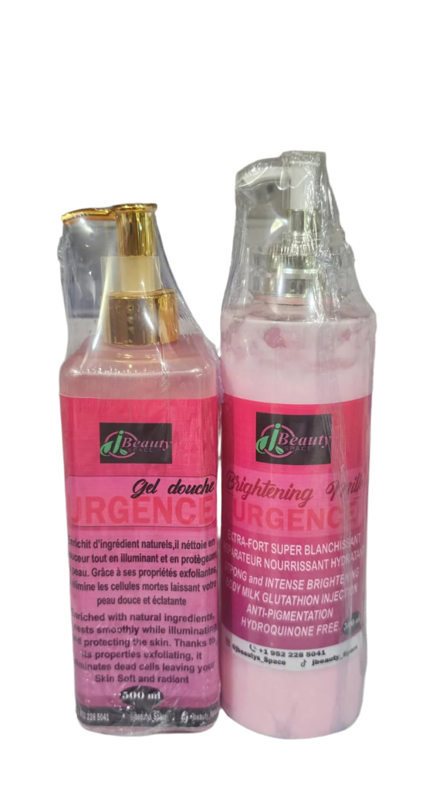 Urgence fast action whitening body lotion and shower gel
