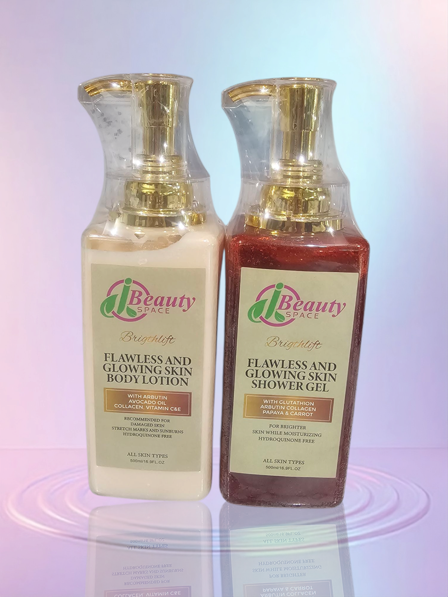 Brightlift 3in1 Anti-Aging Flawless & Super Glowing Skin Combo - 1pc Body Lotion & 1pc Exfoliating Shower Gel for All Skin Types