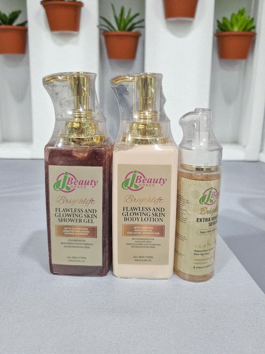 Brightlift 3in1 Anti-Aging Flawless & Super Glowing Skin Combo - 1pc Body Lotion & 1pc Exfoliating Shower Gel for All Skin Types