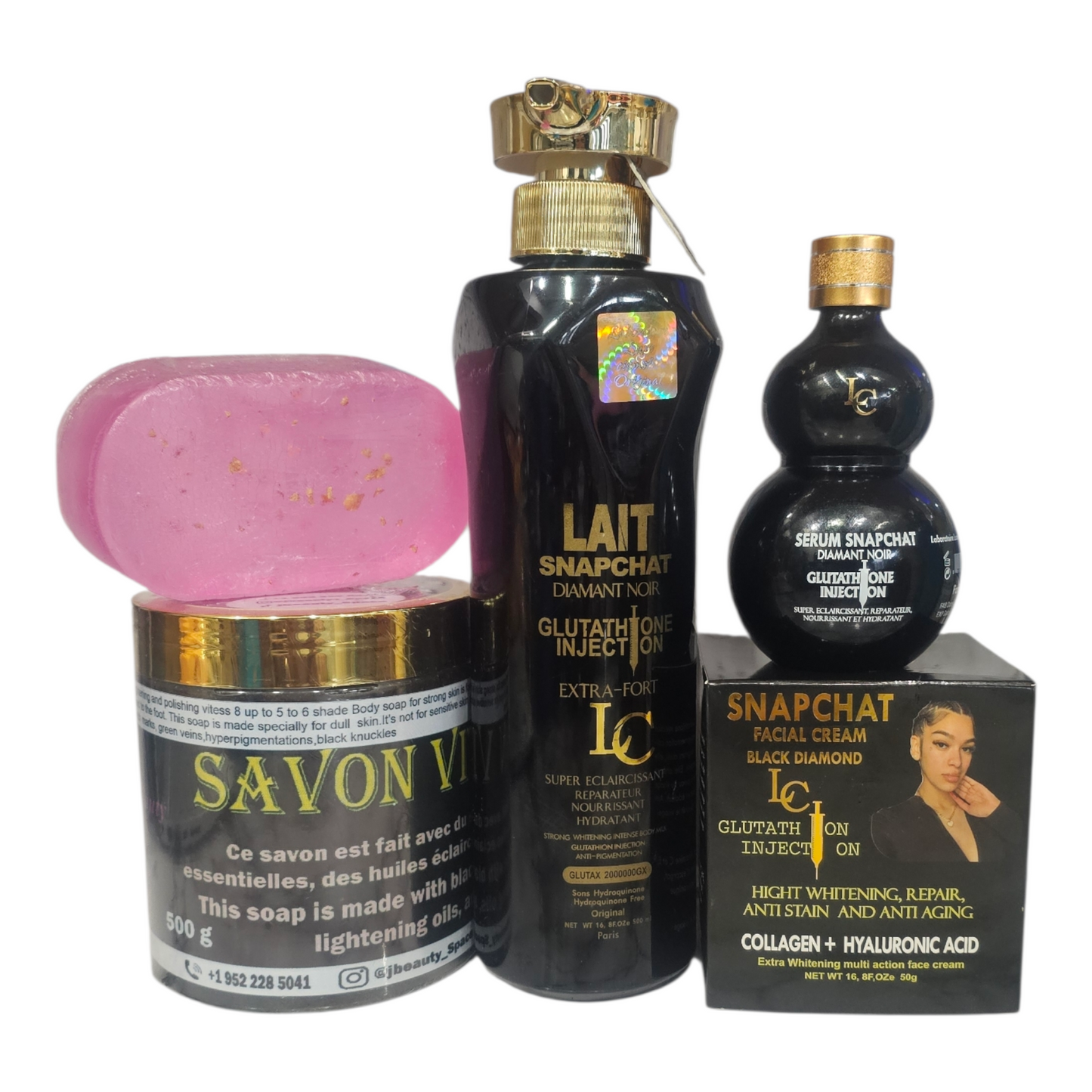 Snapchat diamant noir super whitening and repair body set