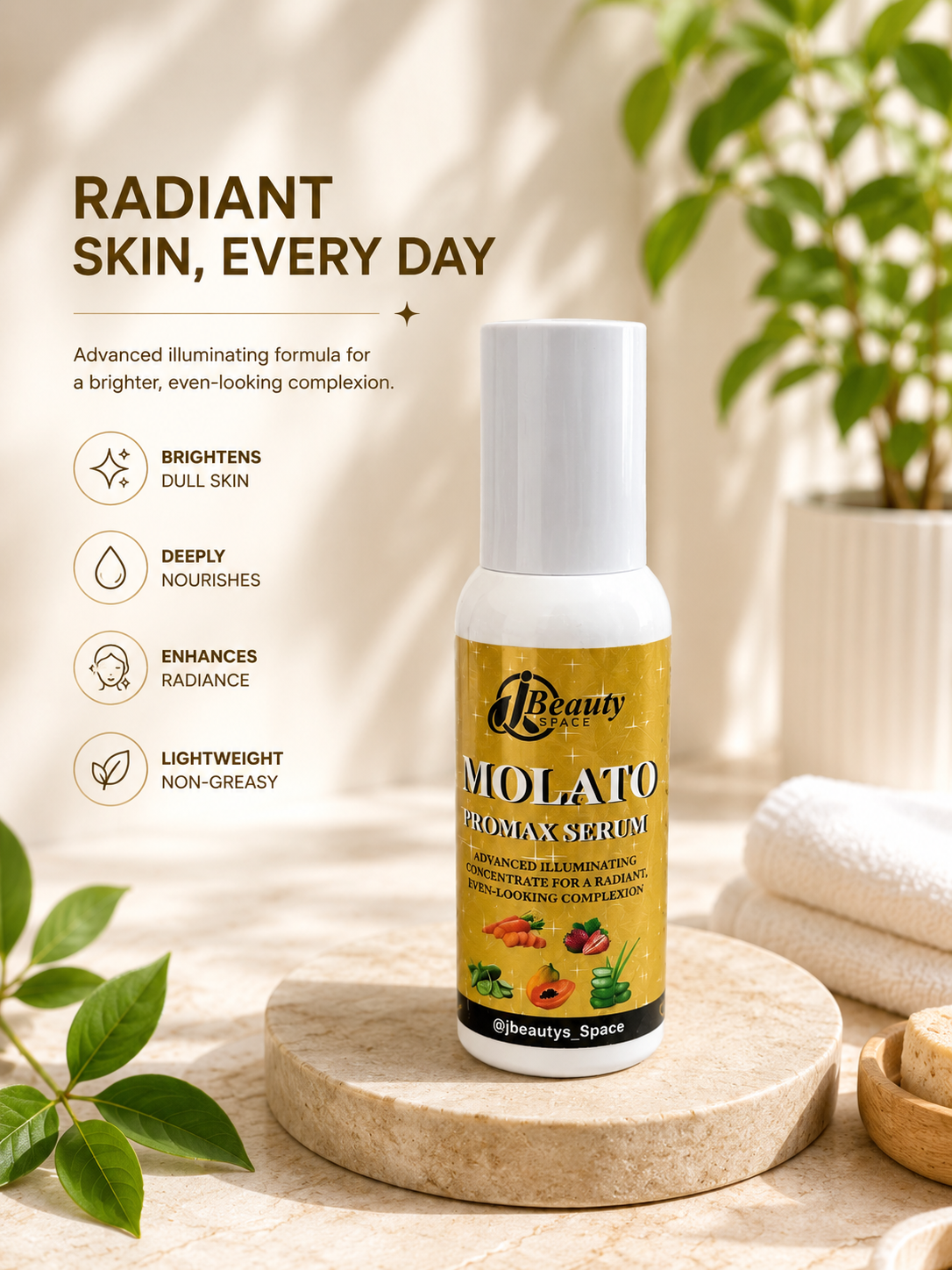 Jbeauty's Molato promax Extra Lightening body set . Body shower, Lotion, Serum, Facial Cream and body scrub.